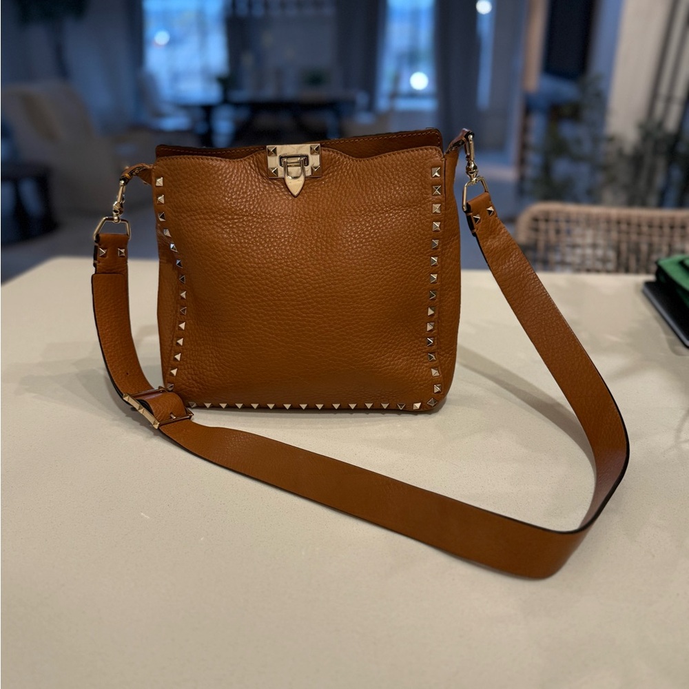 Valentino Garavani Tan Rockstud Crossbody Bag